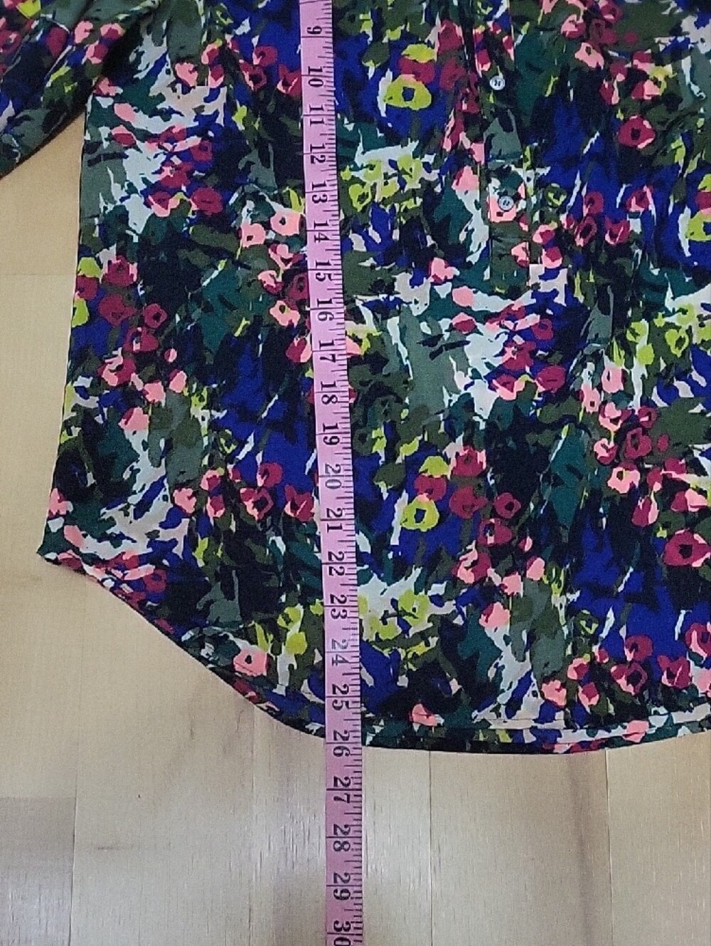 J.Crew Floral Abstract Botanical Tunic Blouse Green Blue Long Sleeve Small - Picture 10 of 10